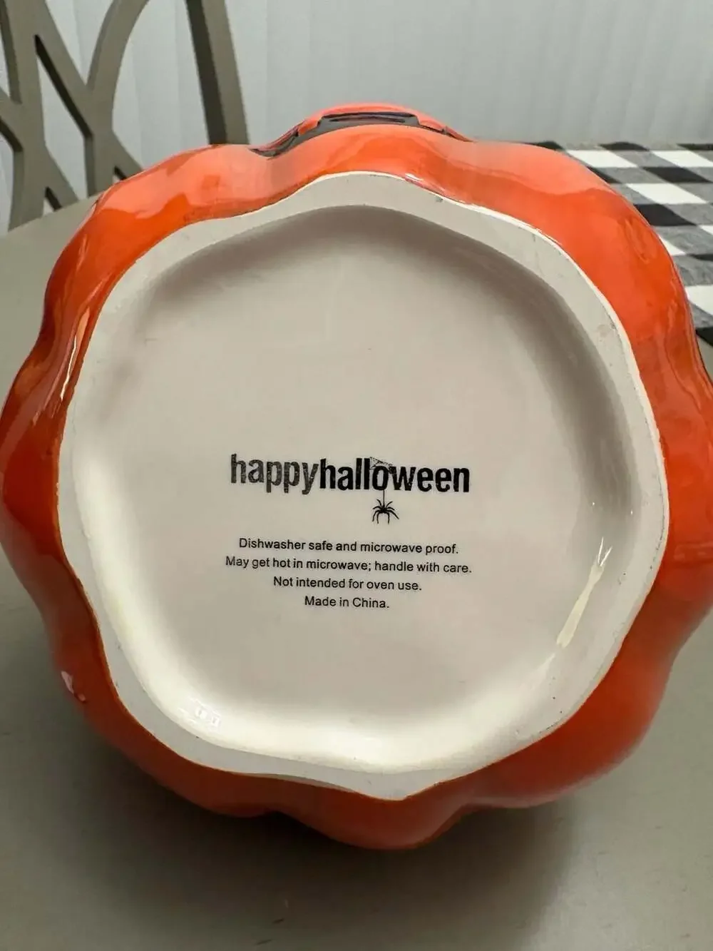 Ceramic Jack-O-Lantern Candy Bowl Basket with Twisted Branch Handle